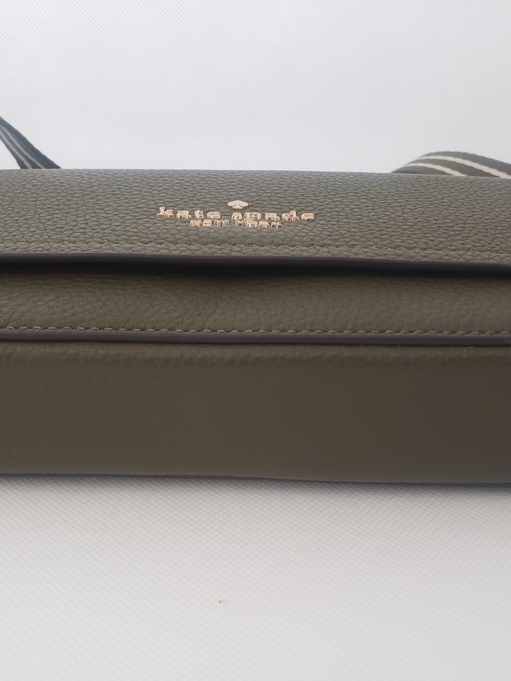 kate spade Olive Green Leather Crossbody with Striped Strap and Gold Hardware - Picture 3 of 3